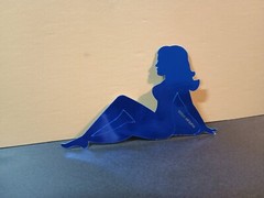Vintage Stickers MUD FLAP GIRL Glossy Foil Vending Sticker VTG PVI Blue 01
