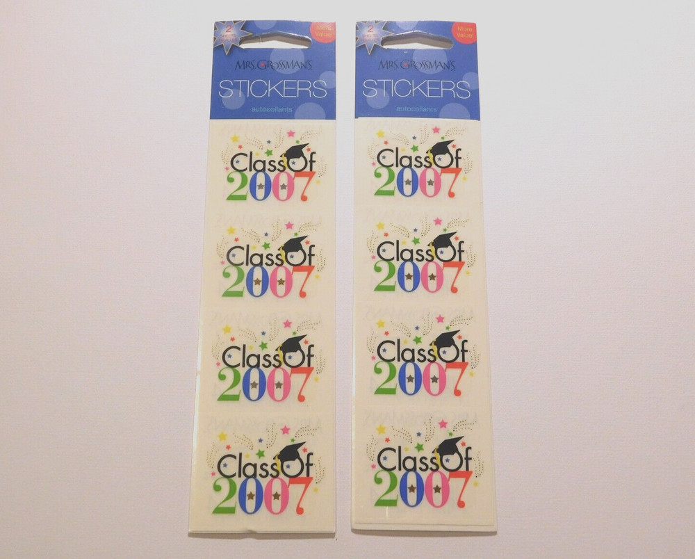 Mrs. Grossman’s Lot 4 Strips Brand New 2 Packages RF Class of 2007 Stickers