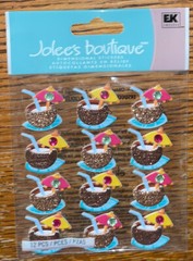 Jolees Tropical Coconut Drink Repeats Hawaii Florida Cruise Scrapbook Sticker 3D