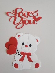 Cute Love Bear With Heart Balloons & Word For Valentine’s Day, Teddy Bear