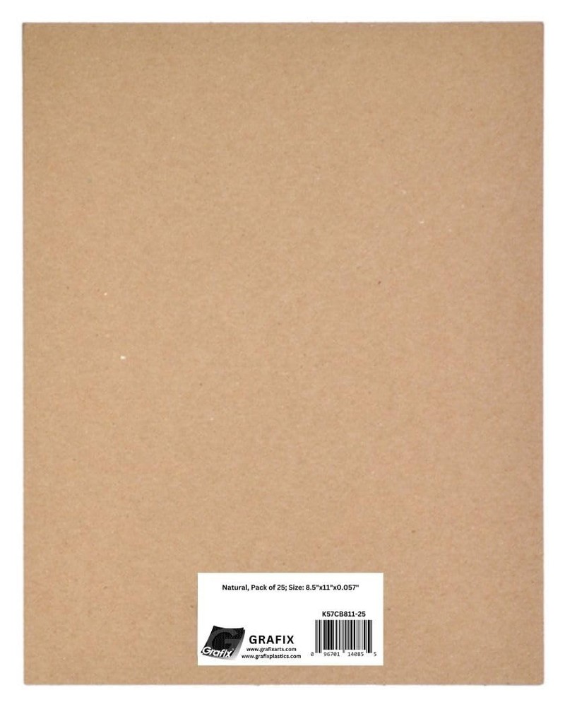 Medium Weight Chipboard 25 Pack 8.5×11 Inch Natural Acid Free 0.057 Sheet