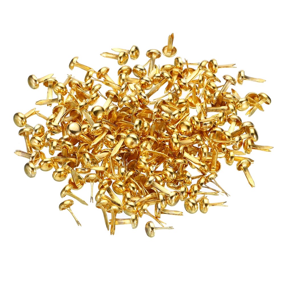 4.5 x 8 mm Mini Brads for Paper Crafts, 200 Pcs Round Paper Fastener, Gold