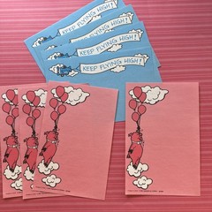 Vintage 90s Highlights 1993 Note Stationary Paper Sheets Balloon Pig & Plane