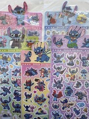 Stitch Stickers 8 Sheets! Over 100 pc Characters Stitch, LILO, Crafting Glitter