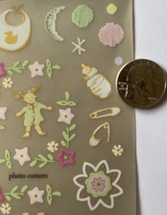 BABY GIRL IMAGES Rub-On(4”x 12”)Flair•Paisley•Pink•Flowers •Stitches•Card Making