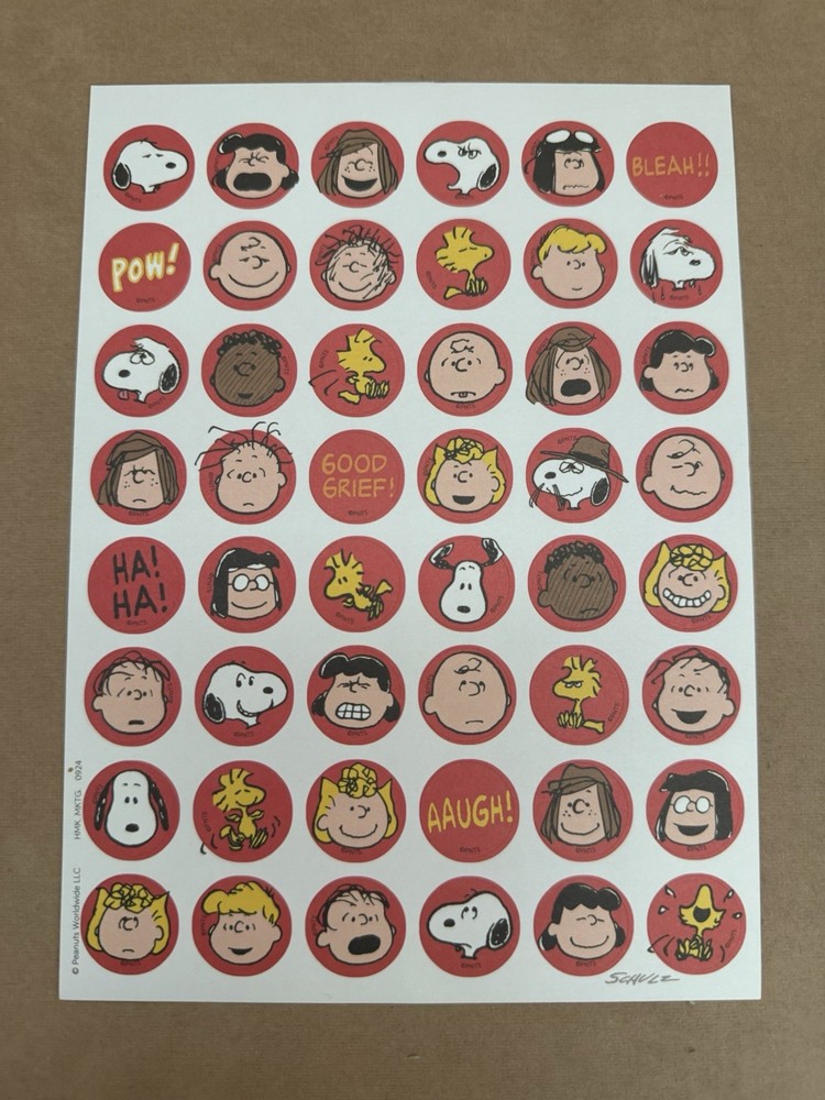 Charles M Schulz Peanuts Snoopy & Friends Sticker Sheet Large Format Hallmark