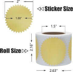 300Pcs Notary Seals 2 Inch Embossing Stickers Gold Metallic Certificate Se