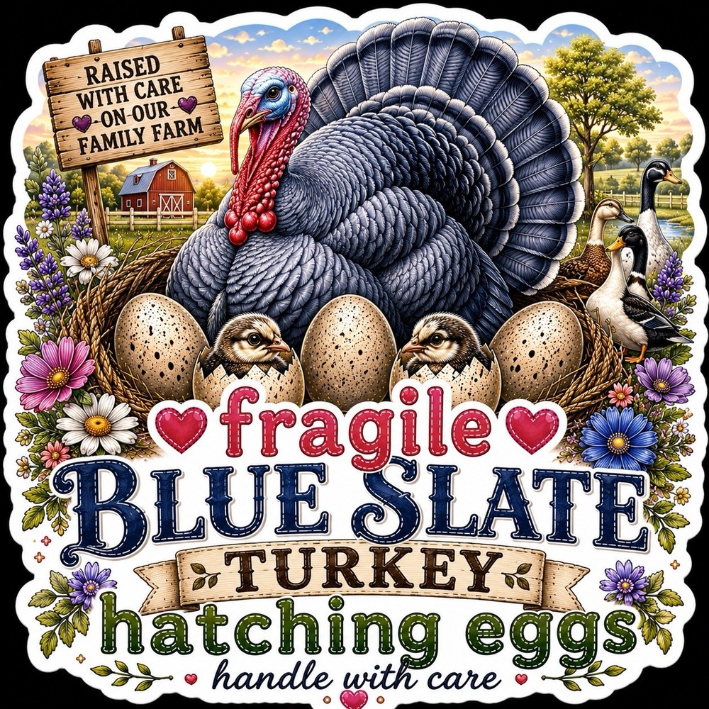 100 Blue Slate Turkey Hatching Egg Stickers | Poultry Shipping Labels