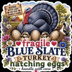 100 Blue Slate Turkey Hatching Egg Stickers | Poultry Shipping Labels