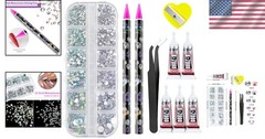 Versatile 2784PCS Rhinestones with Tweezers & Glue – Ideal for Nail & Makeup Art