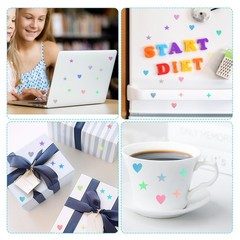 1800pcs Mini Holographic Glitter Foil Stickers, Self~Adhesive Star & Heart