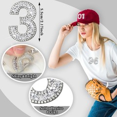 Yinder 60pcs Bling Rhinestone Numbers Self-Adhesive Glitter Number Crystal Ir…