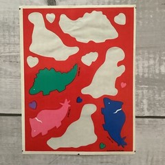 Hallmark Valentine Dinosaur Heart Stickers Set Of 4 Partial Sheets Vintage