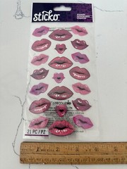 Sticko Autocollant Kiss Lips ~ Bling Lips Different Shades of Pink Scrapbooking