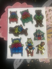 Vintage Vending Goldilocks 3 Bears Sticker Sheet Prism 3×4 Inches