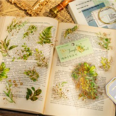 Vintage Flowers Plants PET Foil Stickers Journals Planner Decorative Collage DIY