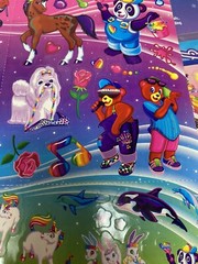 JUMBO Lisa Frank Characters Large Jumbo Sticker Sheet For 3 Ring Binder
