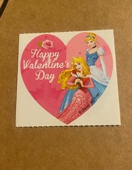 SmileMakers Sleeping Beauty Cinderella Heart Valentines Day Sticker Mod 2.5” In.