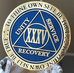 35 Year Reflex Blue Gold Plated AA Medallion Chip XXXV