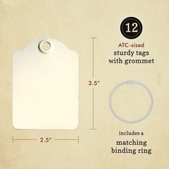 Graphic45 Staples (12) IVORY ARTIST TRADING TAGS & BINDER RING scrapbooking