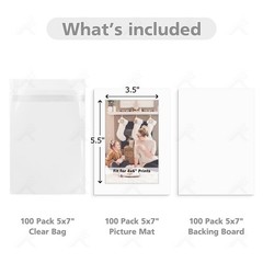 5×7 Picture Mats 100 Pack White Core Bevel Cut for 4×6 Photos – 4-ply Thick