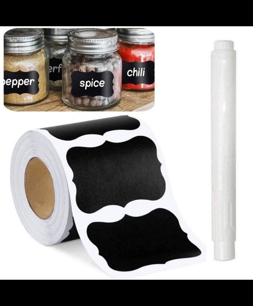 20 rolls 300x/Roll Black Labels Stickers For Kitchen Jars Food Storage New（20）