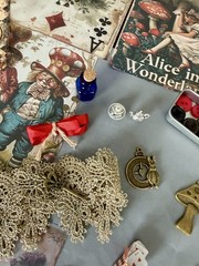 Alice in Wonderland Junk Journal Kit Ephemera Bundle 106 Pc Tags Papers Crafts