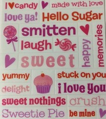 LOVE CLEAR MYLAR Stickers(3.5″x 11″) Valentine’s Day•Sweetie•Sugar•Crush •Hugs••