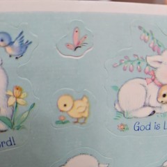 Hallmark Vintage 1985 Stickers 1 Sheet Easter Religious Cute Animals Jesus Faith