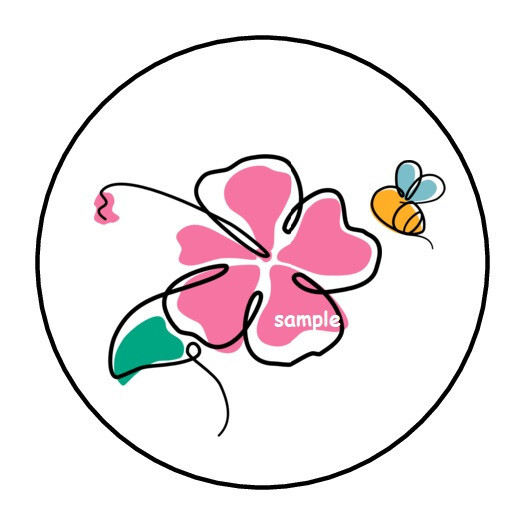 30 HIBISCUS AND BUMBLE BEE ENVELOPE SEALS LABELS STICKERS 1.5″ ROUND FLORAL LUAU