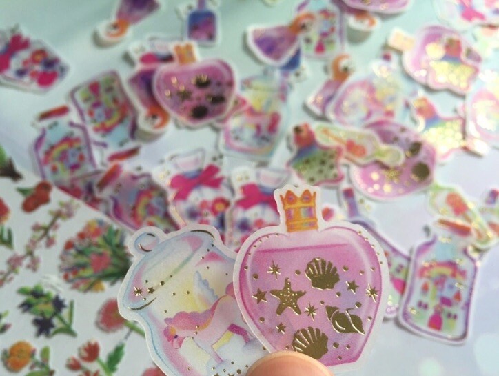 Set Of 48 Washi Magic Potion Gold Foil Stickers Scrapbooking Junk Journal