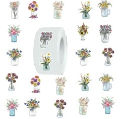 500 pcs Sticker Roll Various Floral Theme Designs Semi Gloss Self Adhesive