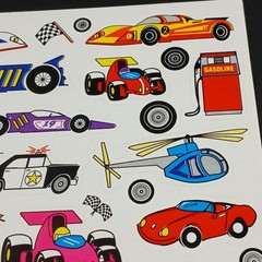 Vintage Race Car Stickers Transportation Ice Cream Bus Millennium Direct Sheet