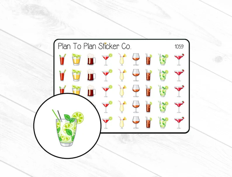 1059~~Alcohol Drinks Planner Stickers.