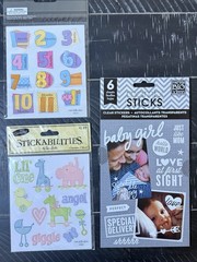 Large Baby Girl Scrapbooking Sticker Embellishment Lot Jolee’s Soft Spoken Baby