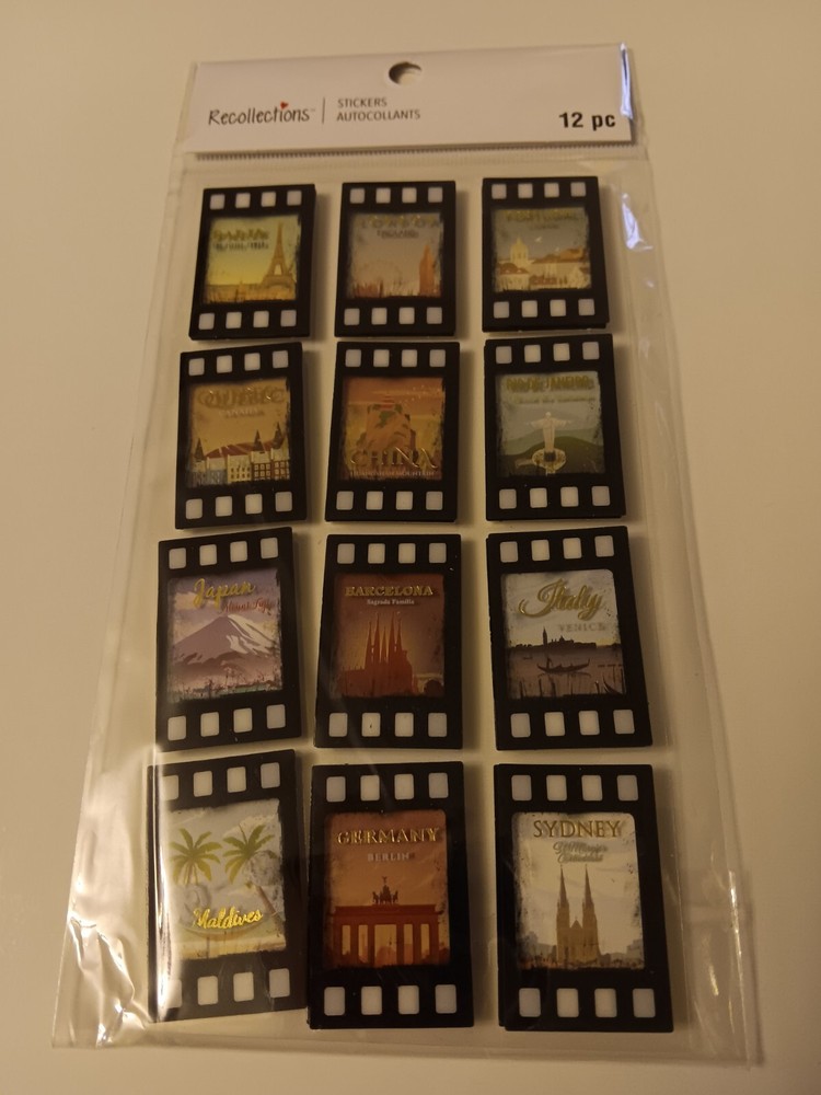 Recollections Stickers Mini Travel Posters Paris London China Canada Italy Japan