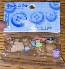 Dress it up Memory Mates-Summer Bears-Beach Sandcastle Scrapbook Embellishments