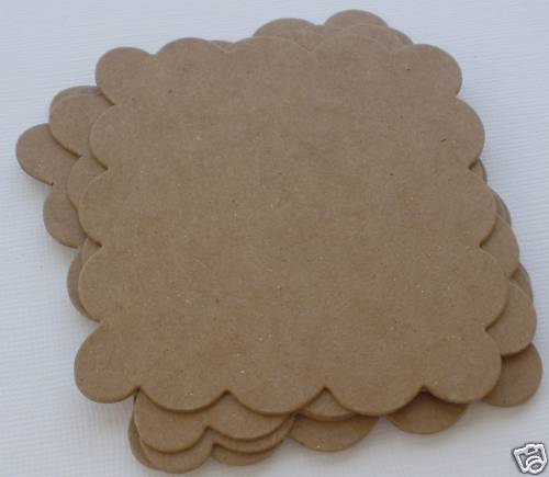 {6} MiNi SCALLOP SQUARE – Raw Bare Chipboard Die Cuts