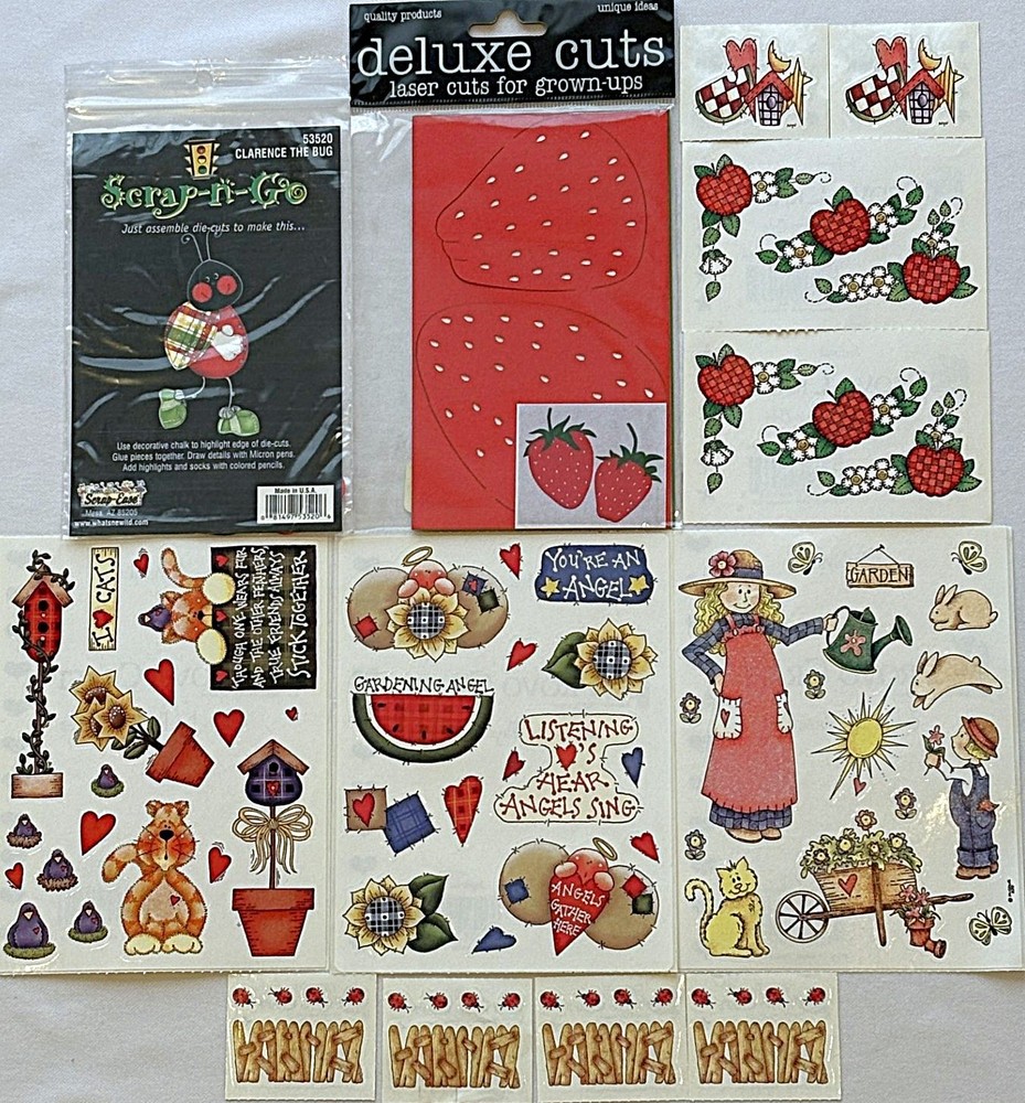 New Vintage Lot of Provo Craft Sheets of Garden Stickers & Die Cuts & Laser Cuts