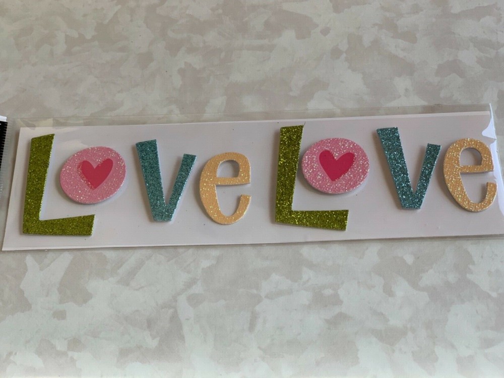 ME & MY BIG IDEAS EMBELLISHMENT STICKERS GLITTER WORD ‘LOVE’ WORD ‘LOVE’ 3D