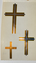 Mrs. Grossman’s GOLD & SILVER CROSS Stickers. 4 SQUARES. 1998. Retired.