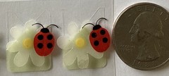 VELLUM LADYBUG & FLOWER PHOTO CORNER Dimensional Stickers(12pc)Bugs•Card Making