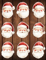 Watercolor Style Santa Head Cut Vinyl Stickers Scrapbooking Laptop Waterbottle