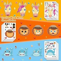 48 Sheets Make-a-Face Animal Stickers Mix and Match for Kids Party Favors Sup…