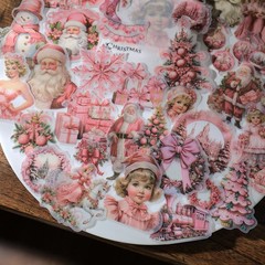 36 pcs Pink Christmas Translucent Vellum Matte Surface Paper Sticker Scrapbook