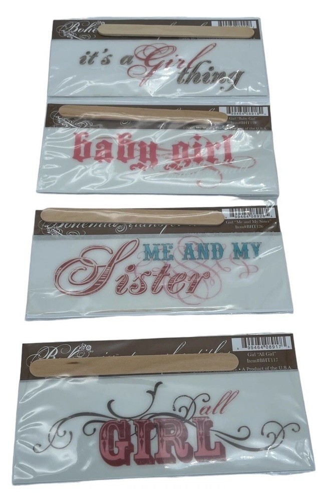 My Mind’s Eye Bohemia Transfer Titles Rub On Lot Of 4 Girls Themed New