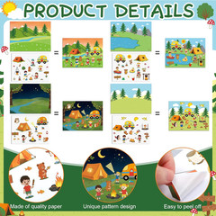 48 Set Summer Camp Sticker Scenes – 4 Different DIY Camping Crafts Kit