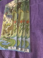 K & Company Adhesive Shipboard Stickers Featuring A Safari Theme 4 Sheets New