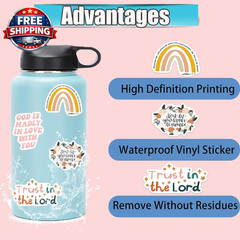 Christian Jesus Stickers 50PCS, Vinyl Waterproof Boho Aesthetic Bible Stickers f