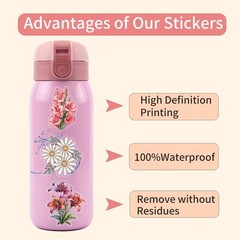Crafting Stickers – 60 Waterproof Floral Stickers for Students and Teachers